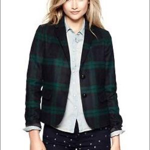 NWT Gap Ladies Academy Blazer in Navy/Green Plaid Tartan